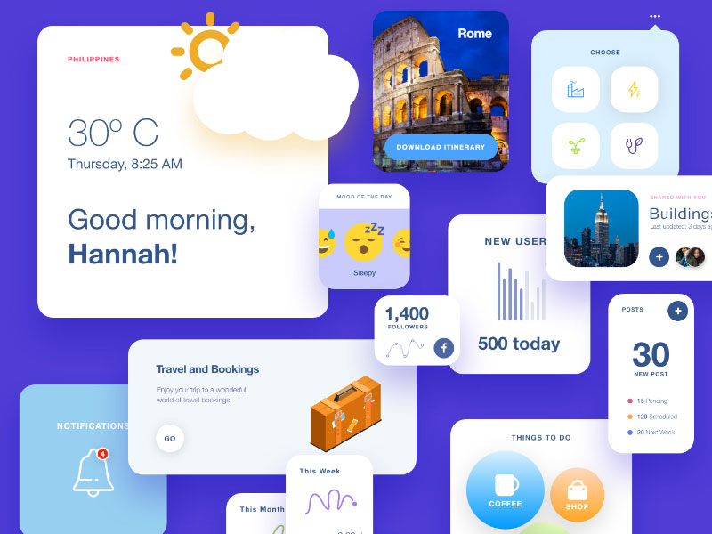 一组卡片式UI设计组件集 uikit .xd素材