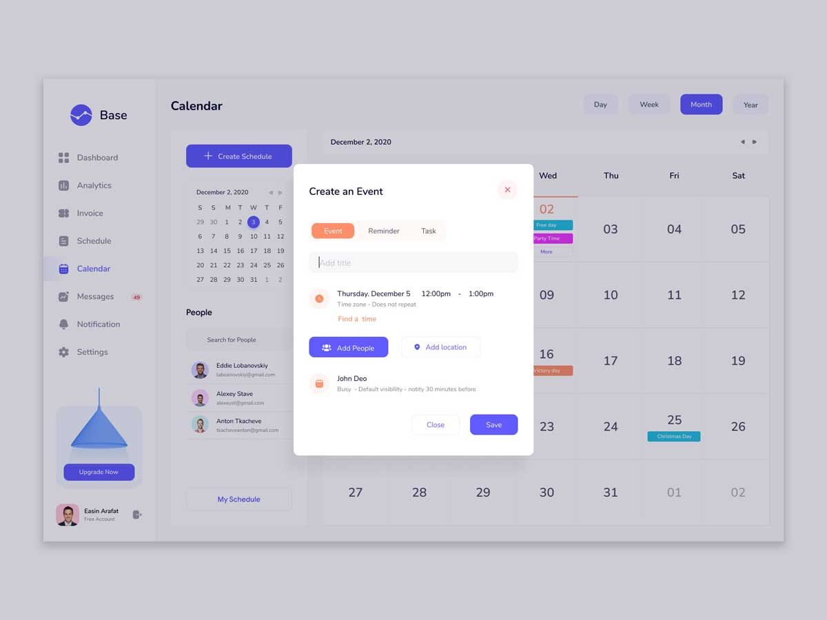 产品后台数据&日程添加页面UI .fig素材