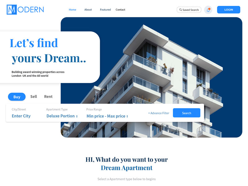 房地产网站ui设计模板 .xd素材