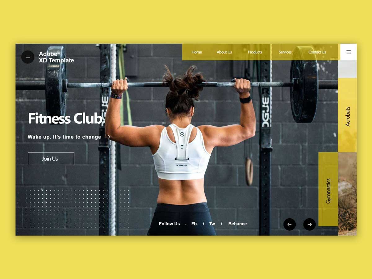 健身网站头部ui设计 .xd素材